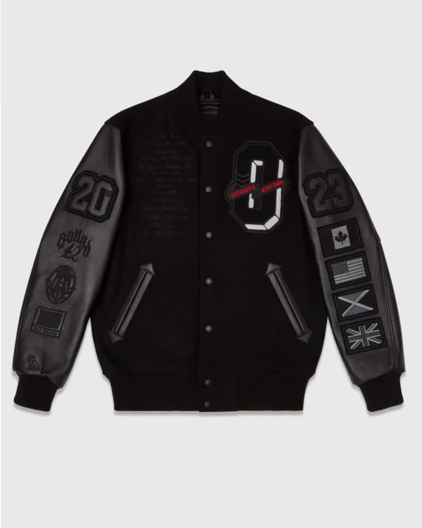 FOR ALL THE DOGS VARSITY JACKET BLACK